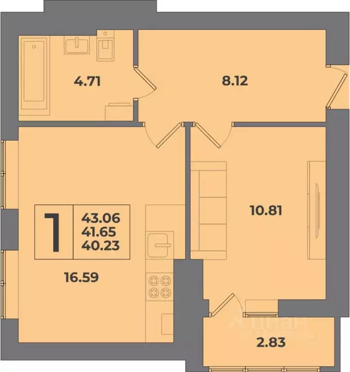 1-к кв. Калининградская область, Калининград Коммунистическая ул. ... - Фото 1