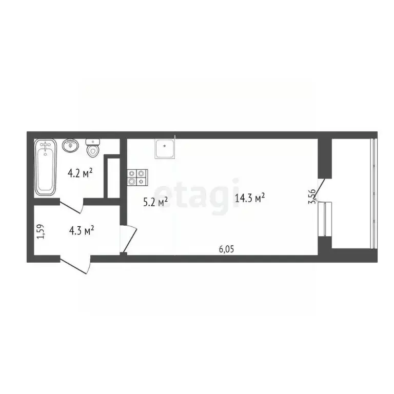 Студия Новосибирская область, Новосибирск Северо-Чемской жилмассив, ... - Фото 2