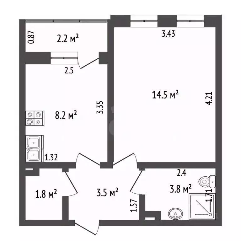 1-к кв. Ямало-Ненецкий АО, Новый Уренгой Энтузиастов мкр, 9 (34.0 м) - Фото 2
