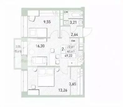 2-к кв. Московская область, Балашиха ул. Безымянная, 14 (50.0 м) - Фото 2