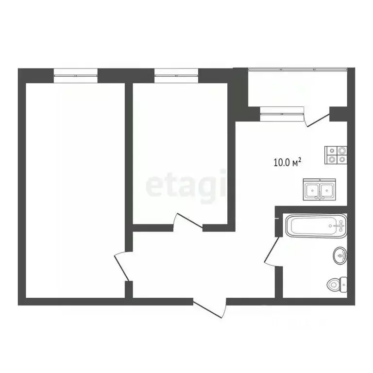 2-к кв. Оренбургская область, Оренбург ул. Дружбы, 11/1 (52.3 м) - Фото 1