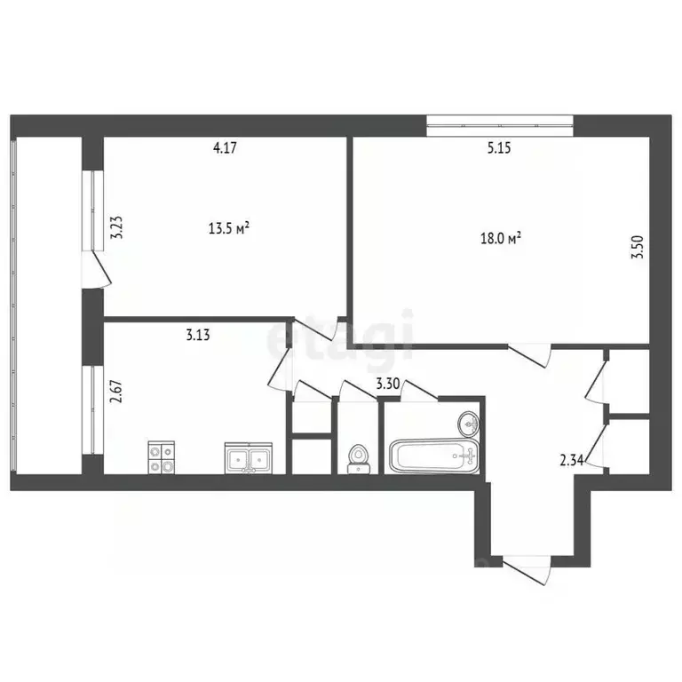 2-к кв. Санкт-Петербург ул. Вавиловых, 9К4 (55.5 м) - Фото 2