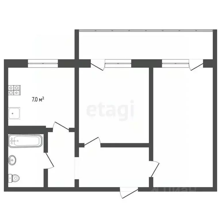 2-к кв. Тюменская область, Тюмень ул. Станционная, 16А (44.8 м) - Фото 1