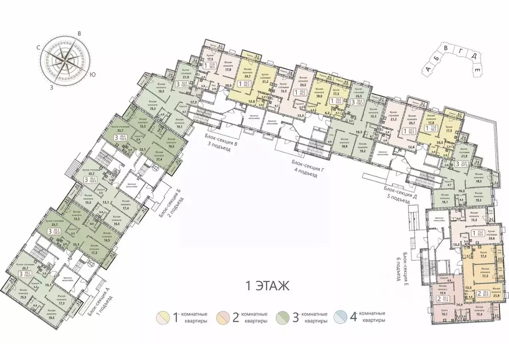 1-к кв. Чувашия, Чебоксары ул. Герцена, поз3 (58.3 м) - Фото 2