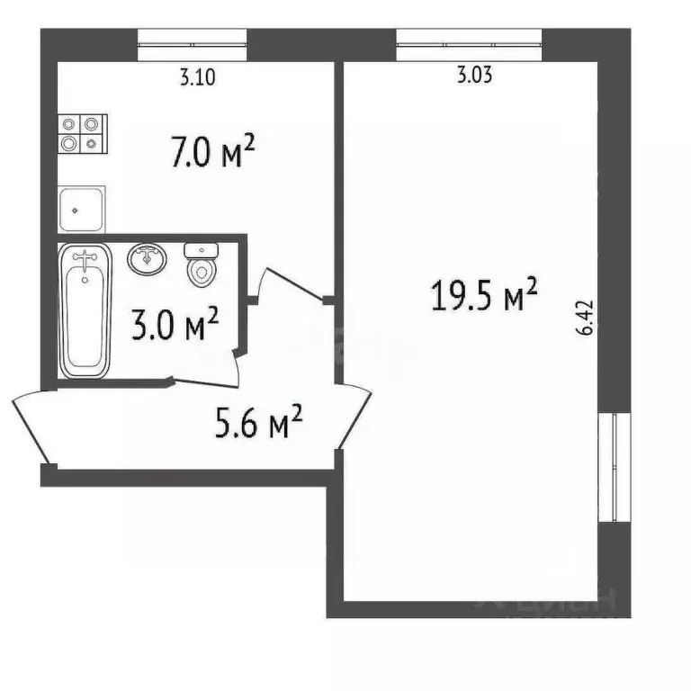 1-к кв. Вологодская область, Вологда ул. Михаила Поповича, 22 (35.1 м) - Фото 2