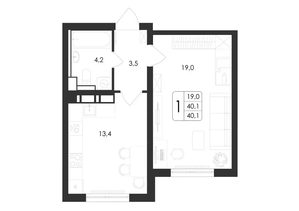 1-комнатная квартира: Воронеж, улица Шишкова, 140Б/21 (40.1 м) - Фото 0