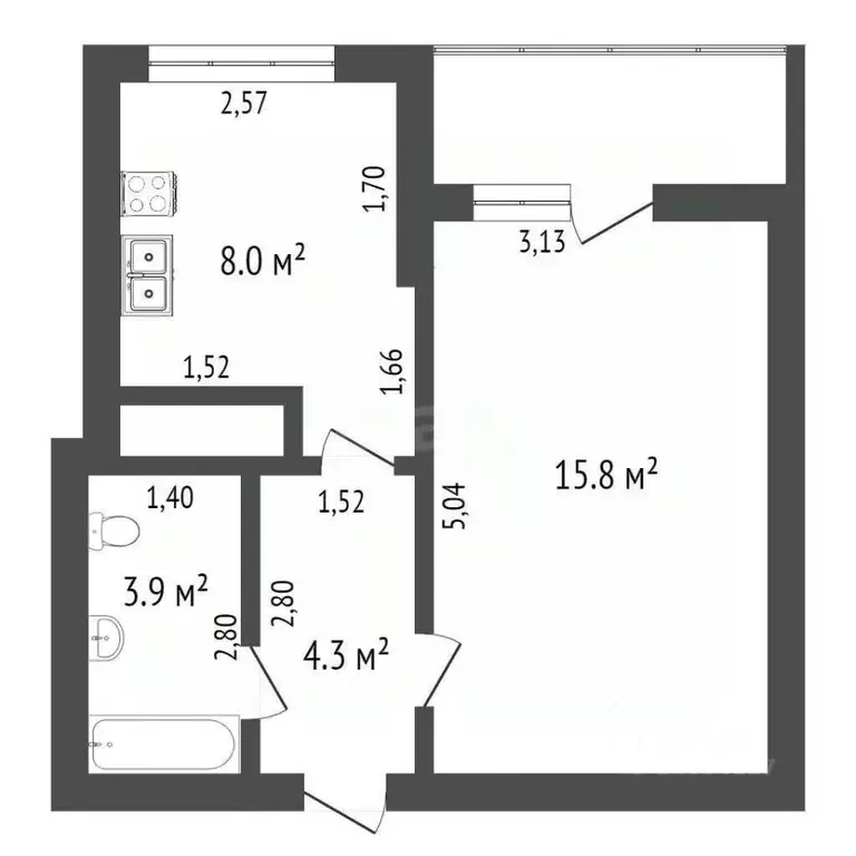 Студия Севастополь с. Орловка, ш. Качинское, 35/20 (40.0 м) - Фото 2