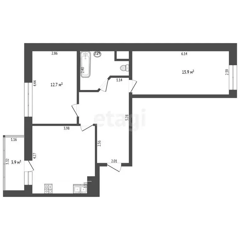 2-комнатная квартира: Тюмень, улица Тимофея Чаркова, 81к2 (62.5 м) - Фото 1