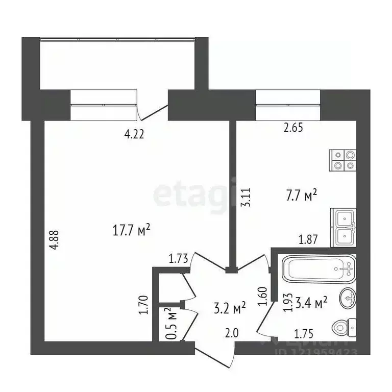 1-к кв. Архангельская область, Котлас ул. 70 лет Октября, 19 (32.8 м) - Фото 2