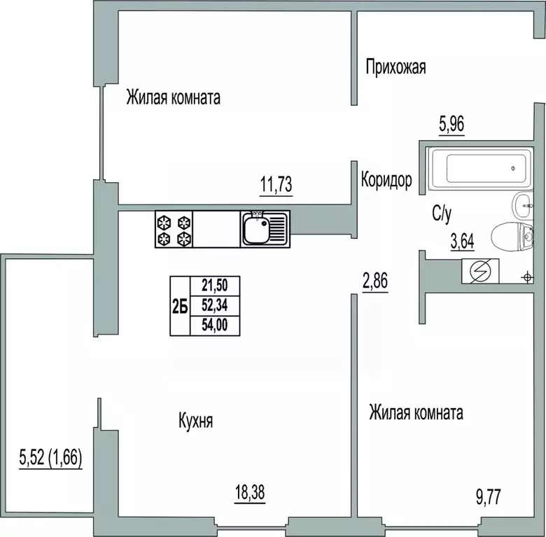 2-к кв. Псковская область, Псков Линейная ул., 89 (54.0 м) - Фото 0