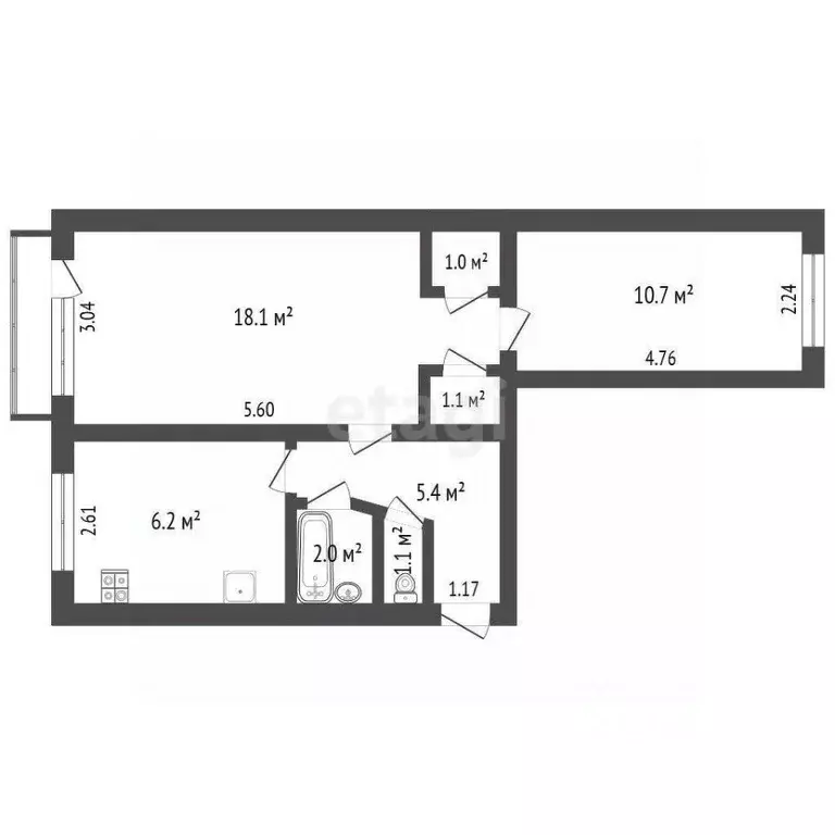 2-к кв. Севастополь ул. Федоровская, 43 (45.9 м) - Фото 2
