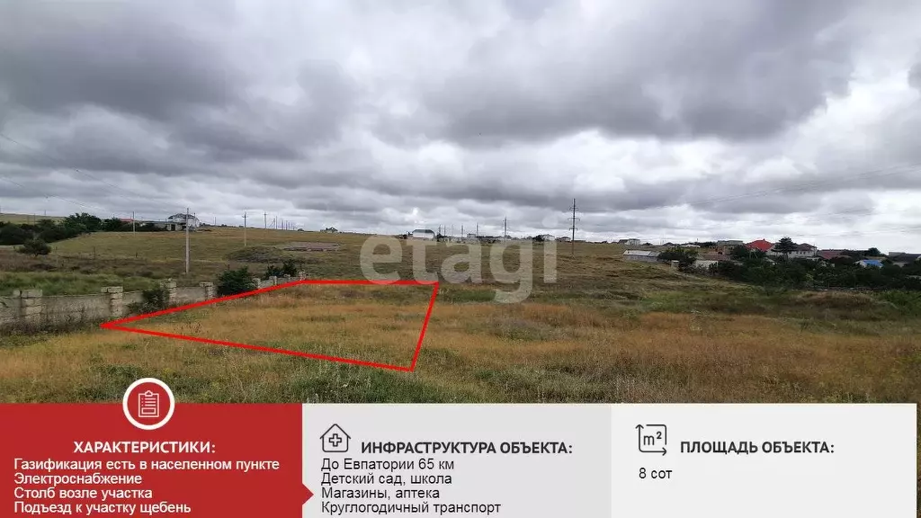 Участок в Крым, Черноморское пгт  (8.0 сот.) - Фото 1