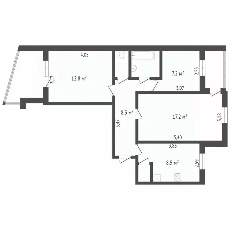 3-к кв. Крым, Симферополь ул. 60 лет Октября (70.0 м) - Фото 2