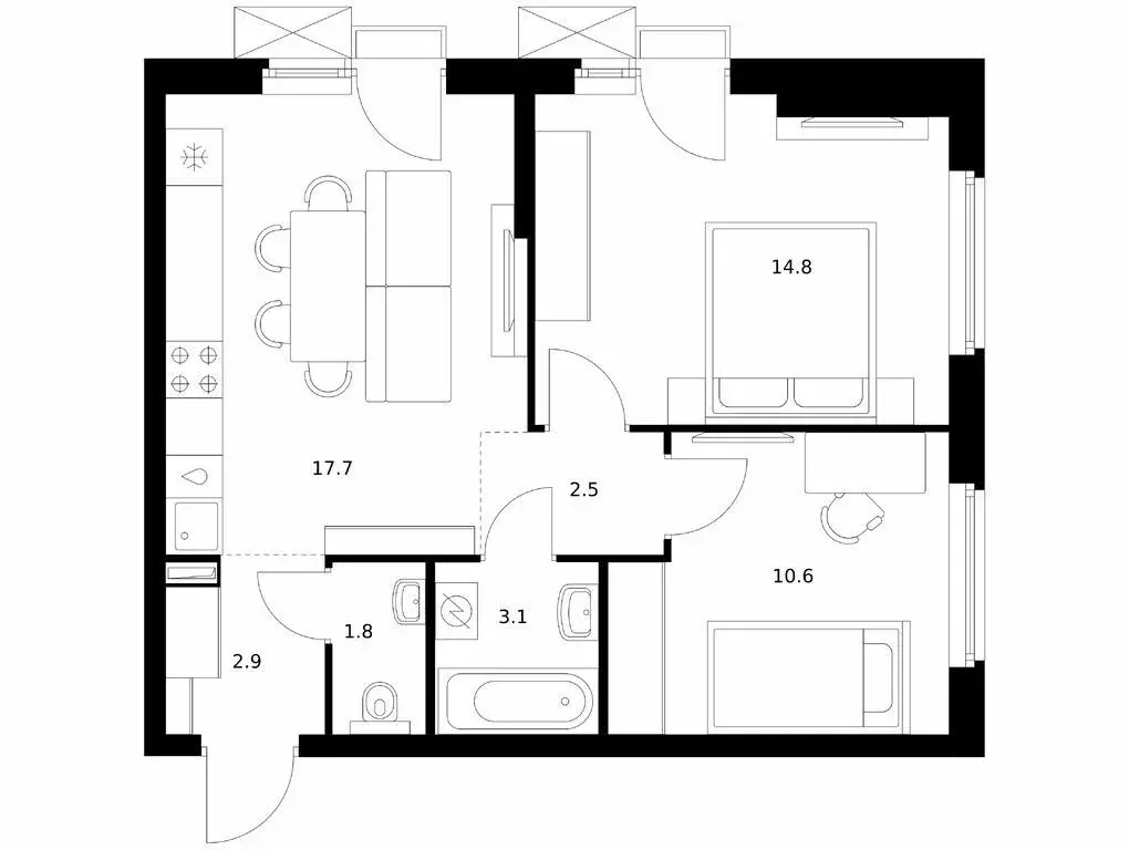 2-комнатная квартира: Казань, ЖК Нокса Парк (53.4 м) - Фото 0