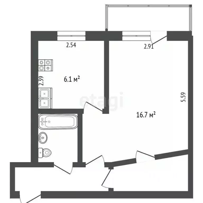 1-к кв. Вологодская область, Череповец ул. Сталеваров, 68 (31.2 м) - Фото 1