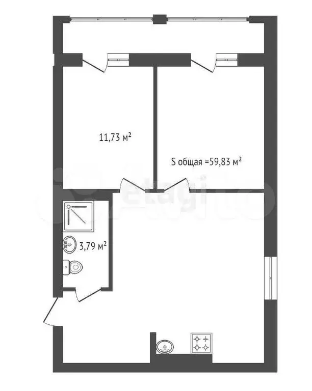 2-к. квартира, 60 м, 25/25 эт. - Фото 1