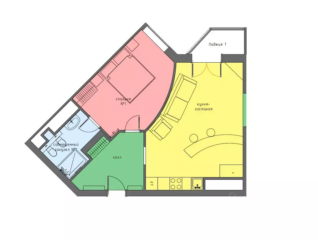 1-к кв. Москва Минская ул., 1ГК1 (56.0 м) - Фото 2