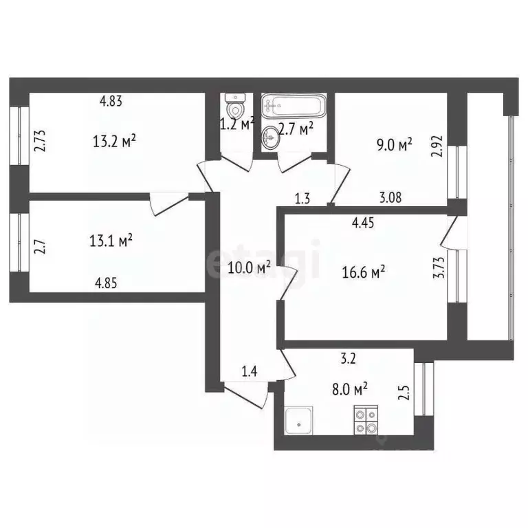 4-к кв. Мордовия, Саранск Гожувская ул., 28 (73.8 м) - Фото 1