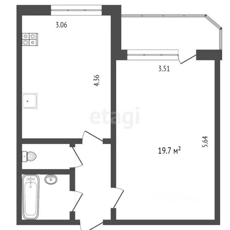 1-к кв. Тюменская область, Тюмень ул. Московский Тракт, 159 (40.3 м) - Фото 2