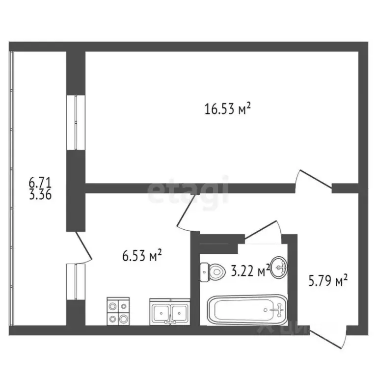 1-к кв. Тюменская область, Тюмень ул. Алматинская, 12 (33.0 м) - Фото 1