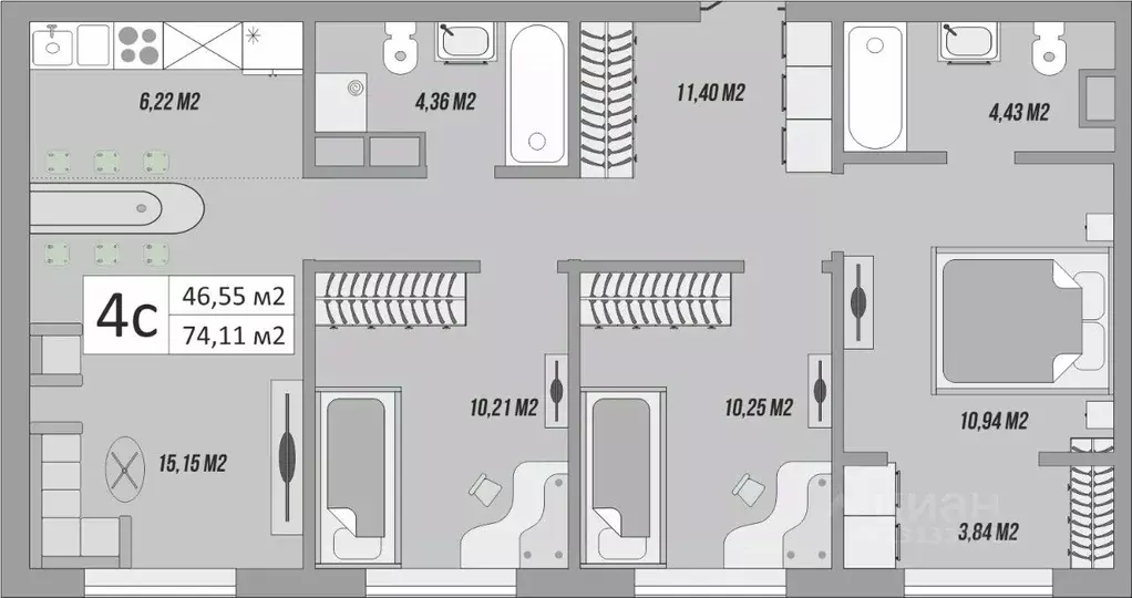 4-к кв. Оренбургская область, Оренбург ул. Яицкая, 11 (78.25 м) - Фото 0