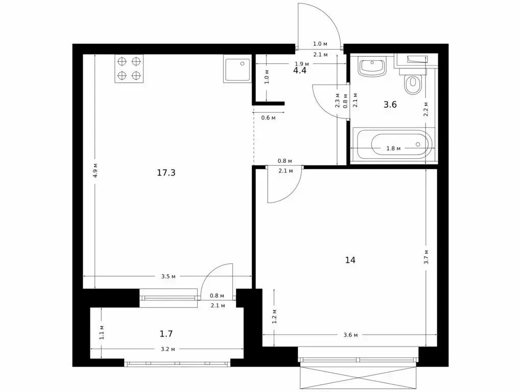 1-комнатная квартира: Казань, ЖК Сиберово, 1 (41 м) - Фото 0