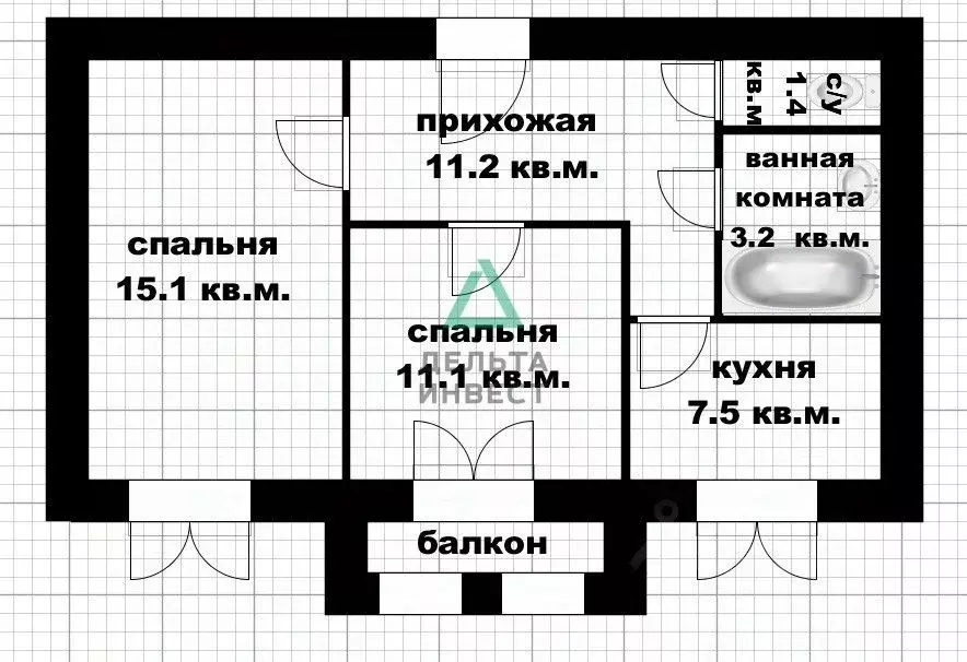 2-к кв. Башкортостан, Уфа Первомайская ул., 28 (49.5 м) - Фото 2