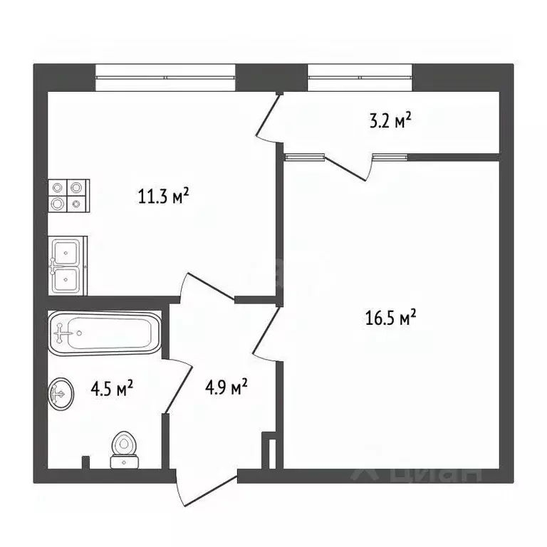 1-к кв. Ямало-Ненецкий АО, Новый Уренгой Энтузиастов мкр, 8 (40.9 м) - Фото 1