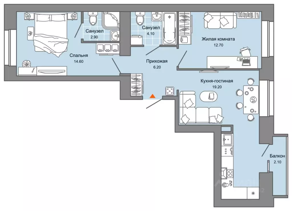 2-к кв. Пермский край, Пермь ул. Дзержинского, 31Б (60.0 м) - Фото 2