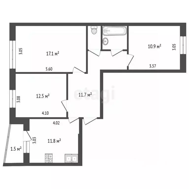 3-к кв. Псковская область, Псков Рижский просп., 95 (67.8 м) - Фото 1