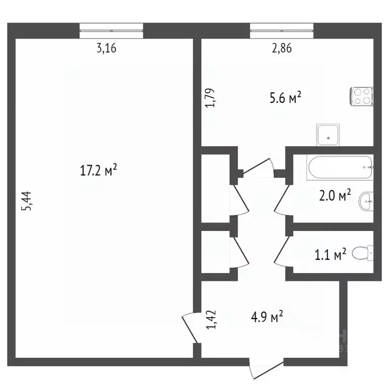 Комната Ямало-Ненецкий АО, Новый Уренгой Юбилейная ул., 2 (17.3 м) - Фото 2