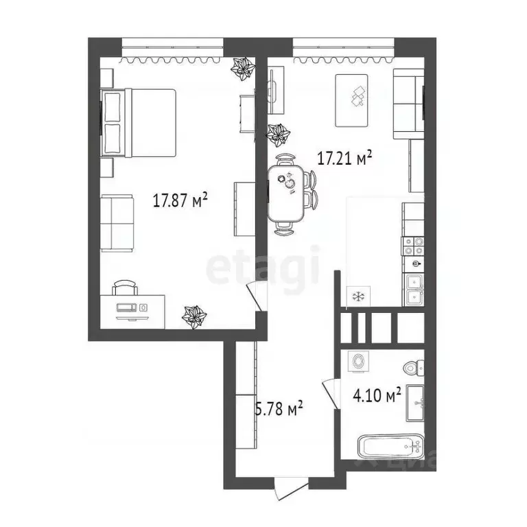 1-к кв. Тюменская область, Тюмень ДОК мкр, ул. Воронинская, 45 (46.72 ... - Фото 1