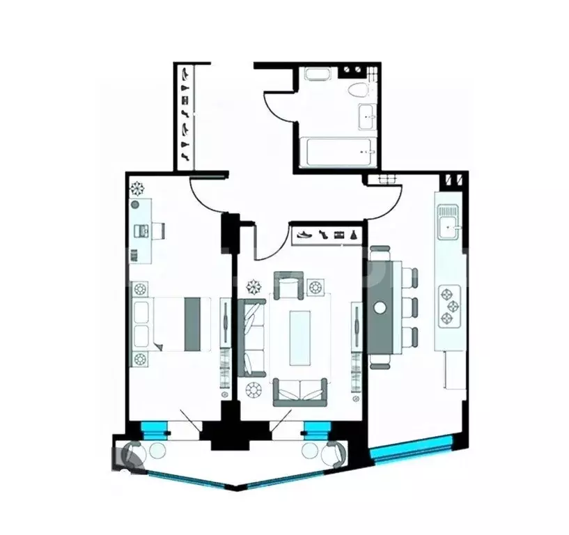 2-к кв. Ростовская область, Ростов-на-Дону Красноармейская ул., ... - Фото 2