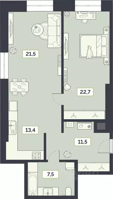 2-к кв. москва староалексеевская ул, 5а (76.6 м) - Фото 0