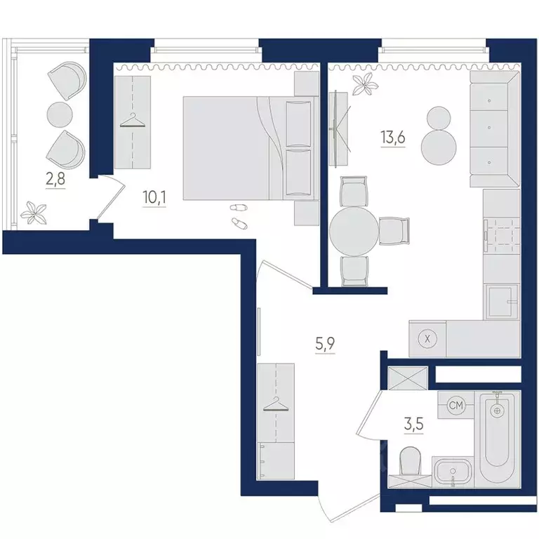 1-к кв. Башкортостан, Уфа бул. Яркий (34.5 м) - Фото 1