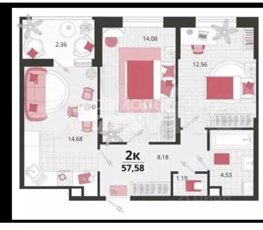 2-к кв. Краснодарский край, Краснодар пос. Знаменский, ул. Природная, ... - Фото 2