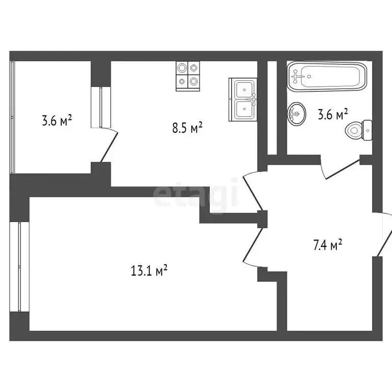 1-комнатная квартира: Тюмень, Дамбовская улица, 29к1 (33 м) - Фото 1