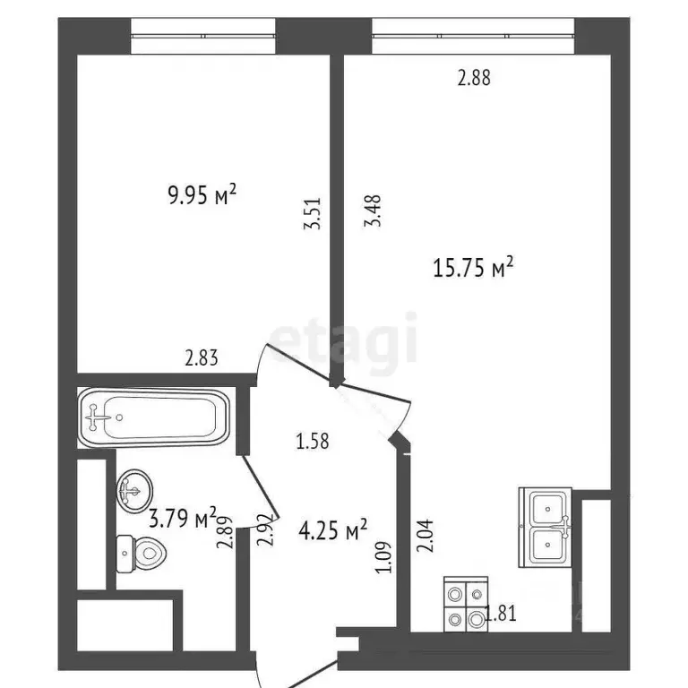 1-к кв. Москва пос. Коммунарка, ул. Бачуринская, 11 (34.8 м) - Фото 1