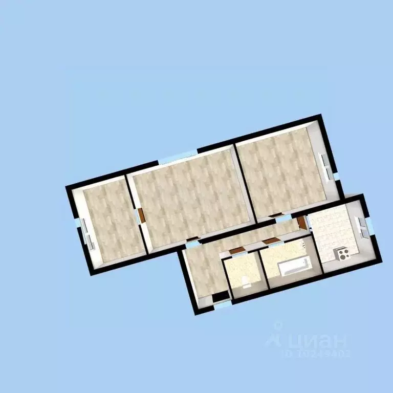 3-к кв. Башкортостан, Уфа ул. Калинина, 47 (58.7 м) - Фото 1