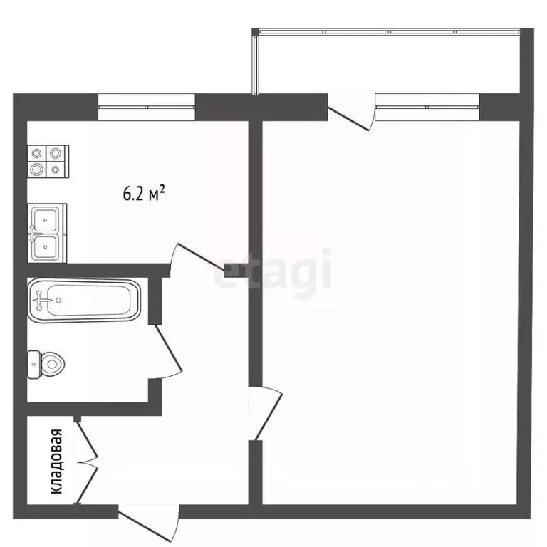 1-к кв. Владимирская область, Муром Кленовая ул., 26 (31.0 м) - Фото 2