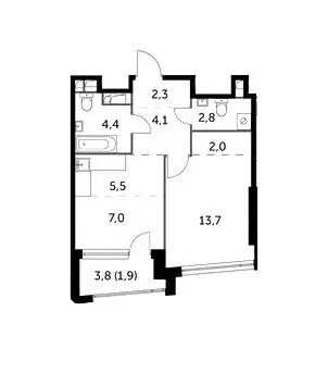Продаётся 1-к квартира, 43.7 м - Фото 0