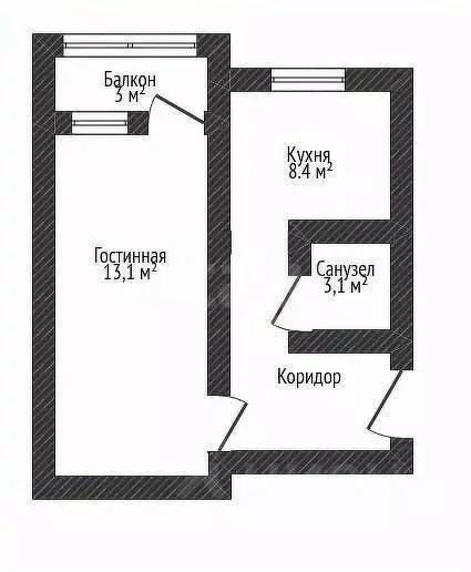1-к кв. Адыгея, Майкоп Крестьянская ул., 337 (30.6 м) - Фото 2