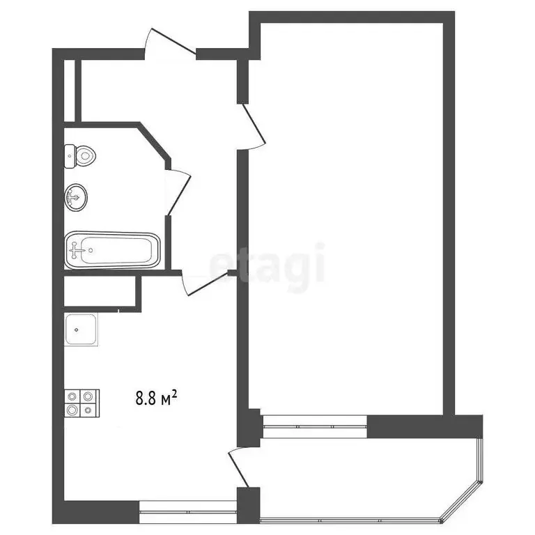 1-комнатная квартира: Севастополь, улица Павла Корчагина, 23 (34.9 м) - Фото 1