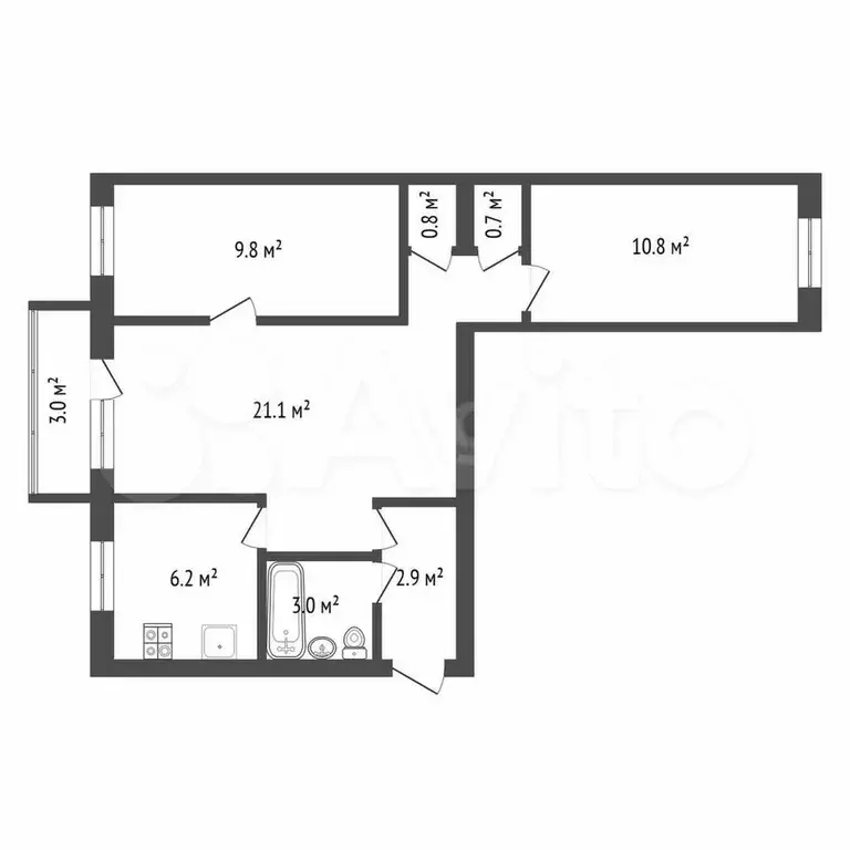 3-к. квартира, 55 м, 5/5 эт. - Фото 1