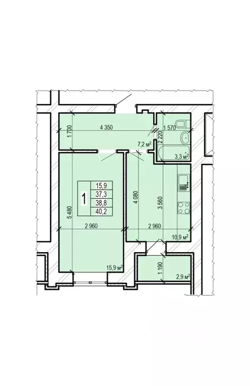 1-к кв. Саратовская область, Энгельс Новобазарная ул., 4 (40.2 м) - Фото 1
