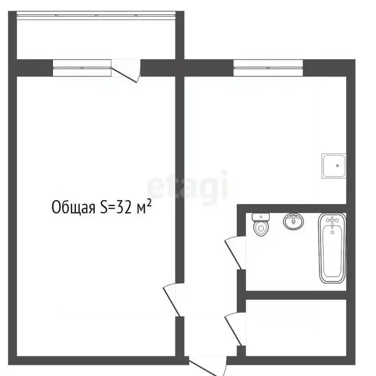 1-к кв. Кемеровская область, Прокопьевск Институтская ул., 5 (32.0 м) - Фото 2