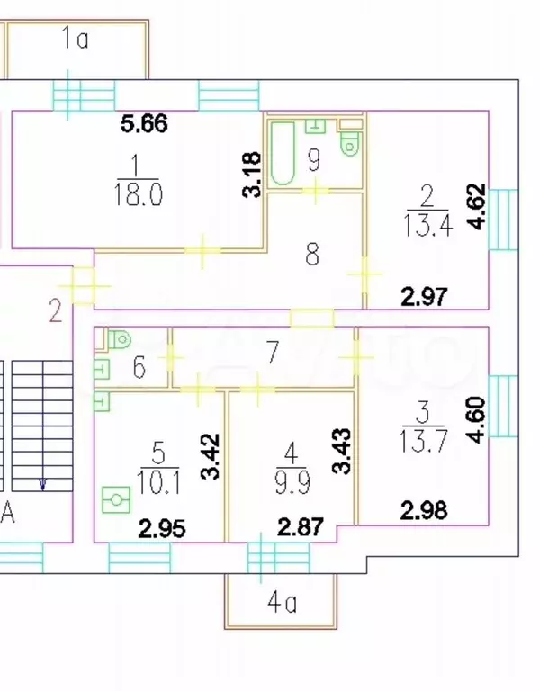 3-к. квартира, 87,1 м, 2/4 эт. - Фото 0