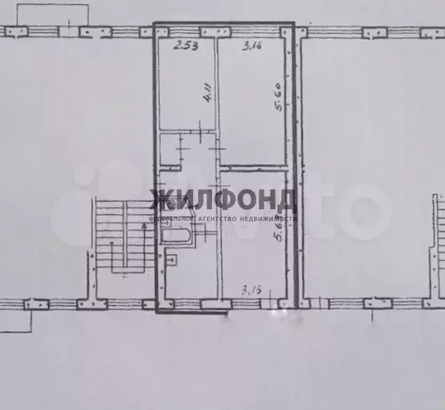 3-к. квартира, 63м, 1/5эт. - Фото 0