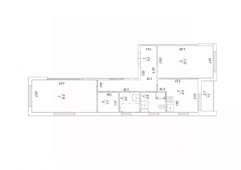 2-к кв. Санкт-Петербург ул. Крыленко, 1к1с3 (57.2 м) - Фото 1
