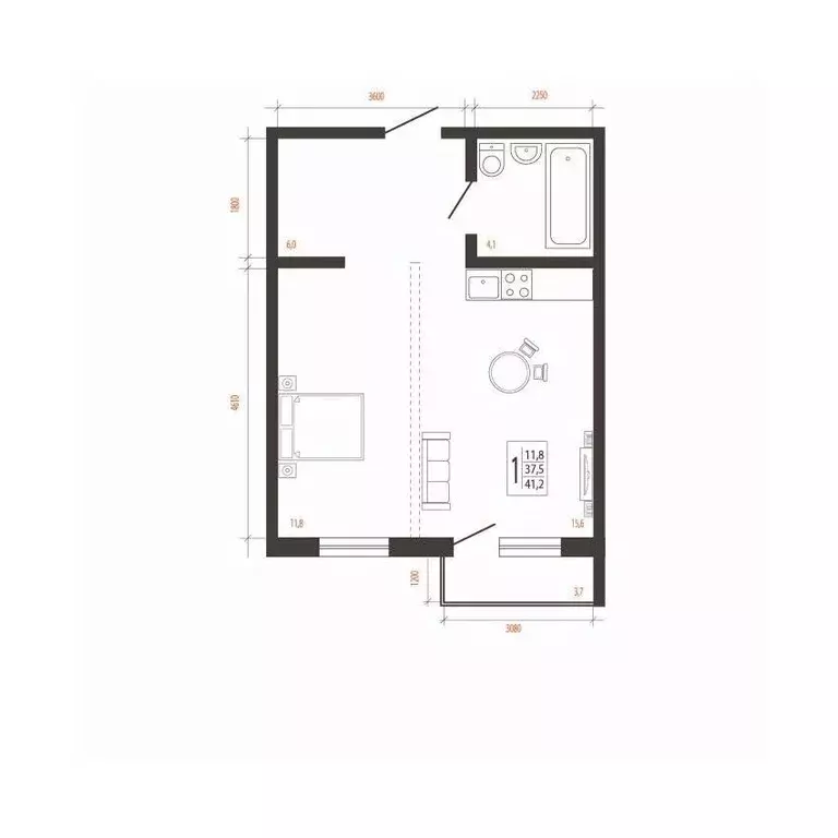 1-к кв. Иркутская область, Иркутск Сарафановская ул. (41.2 м) - Фото 1